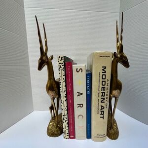 Mid-Century Modern Brass Gazelle Sculptures / Bookends in Brass, Pair